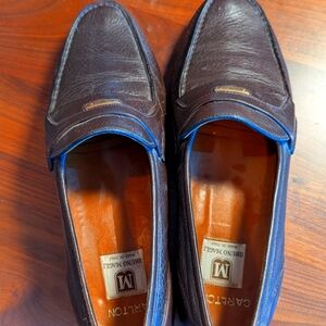 Vintage Bruno Magli Brown Leather Hand crafted Loafers Unique Design Size 10.5 M